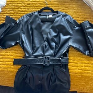 Leather Mini Dress with Belt